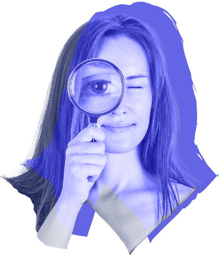 Woman Peering Through Magnifying Glass